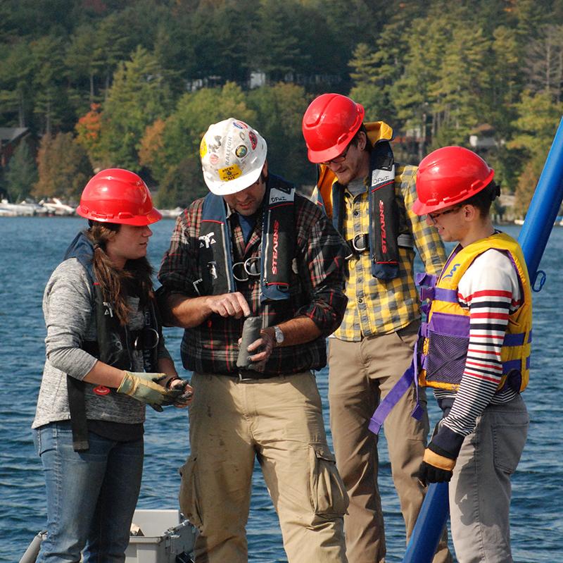 Professor Shaller and students review instrumation off site